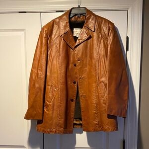 Vintage Angel Skin Napa Leather Men's Brown Leather Jacket By Grais Size 44 R